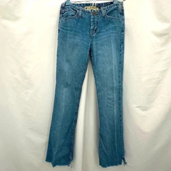 American Eagle Outfitters Womens Jeans 0 Blue Button Closure Distressed Hems - Picture 1 of 14
